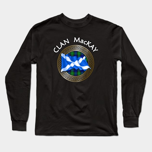 Clan MacKay Crest & Tartan Knot Long Sleeve T-Shirt by Taylor'd Designs